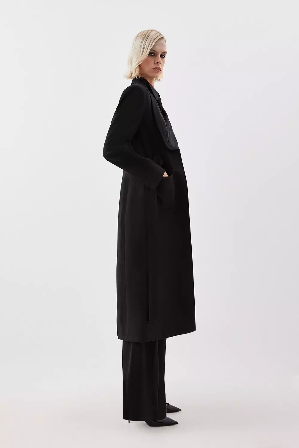 Karen millen tie on sale waist tailored coat