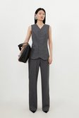 Grey Marl Woven Wool Mix Trousers