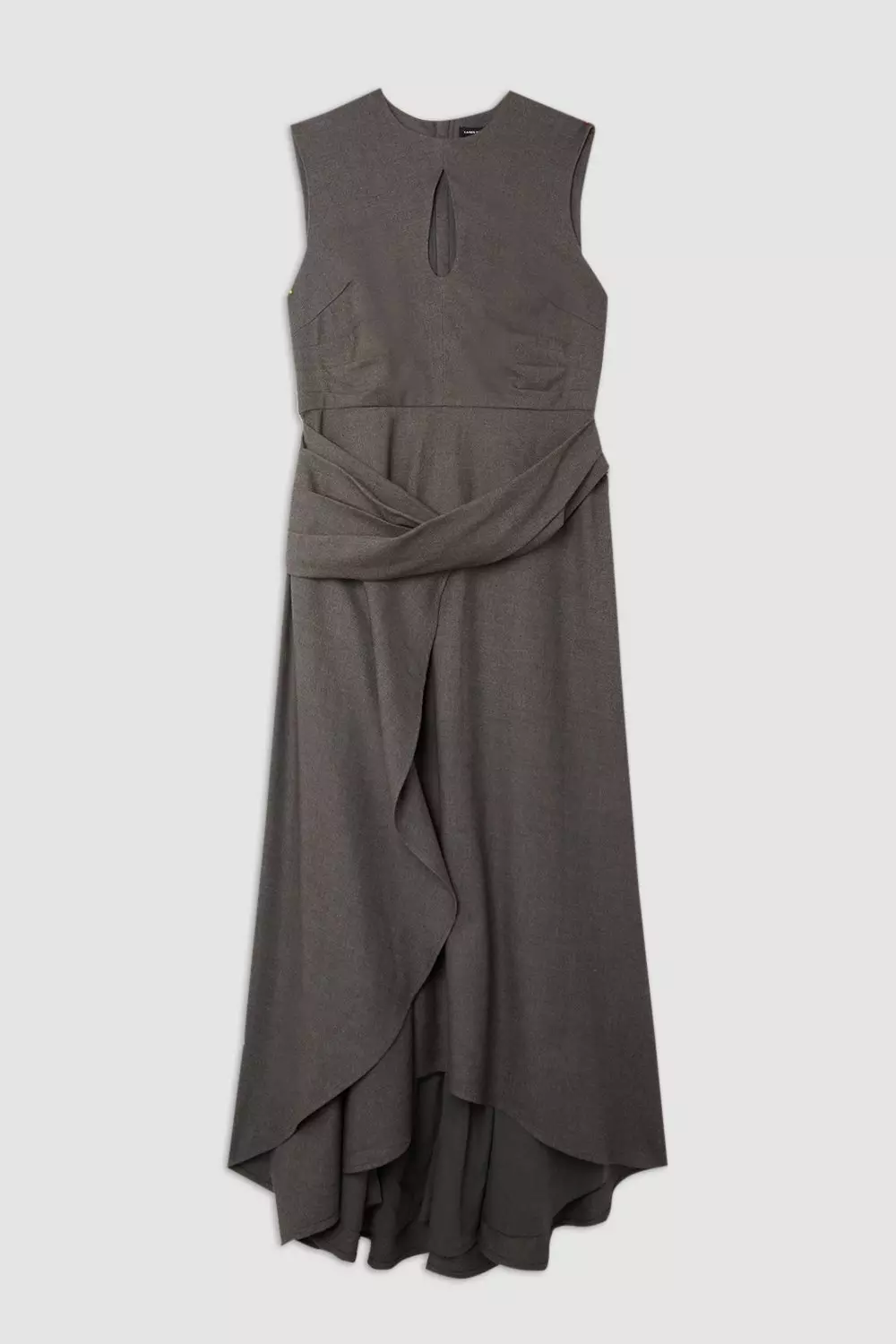MIDI DRESS WITH FRONT TIE - Gray marl