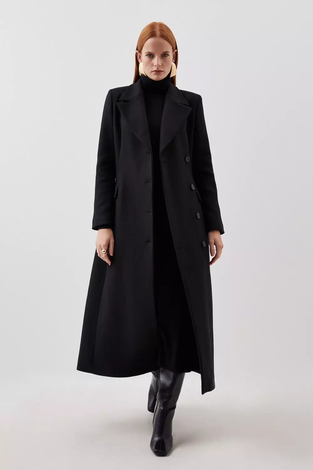 Italian Manteco Wool Blend Tailored Single Breasted Maxi Coat