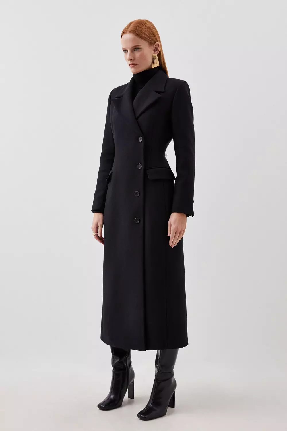 Italian Manteco Wool Blend Tailored Single Breasted Maxi Coat