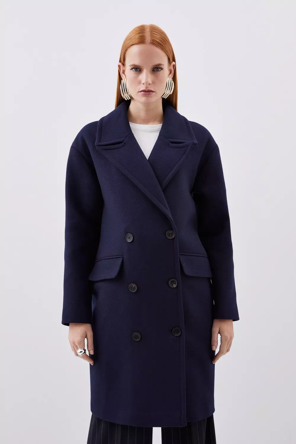 Women's Wool-Blend Double-Breasted Tailored Topcoat, Women's Coats &  Jackets