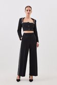 Black Lydia Millen Petite Compact Stretch Embellished Trousers  