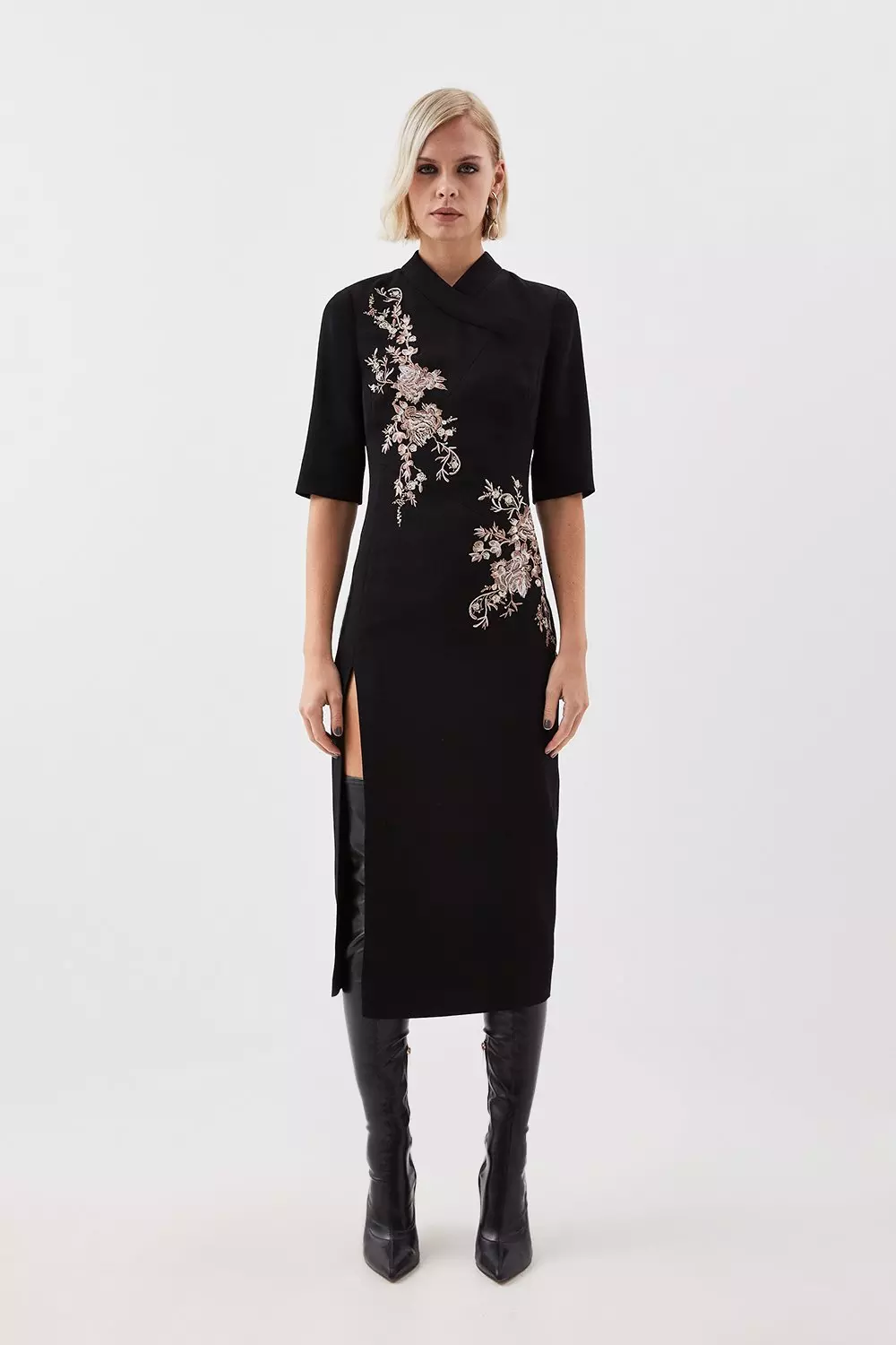 Karen millen black outlet embroidered dress