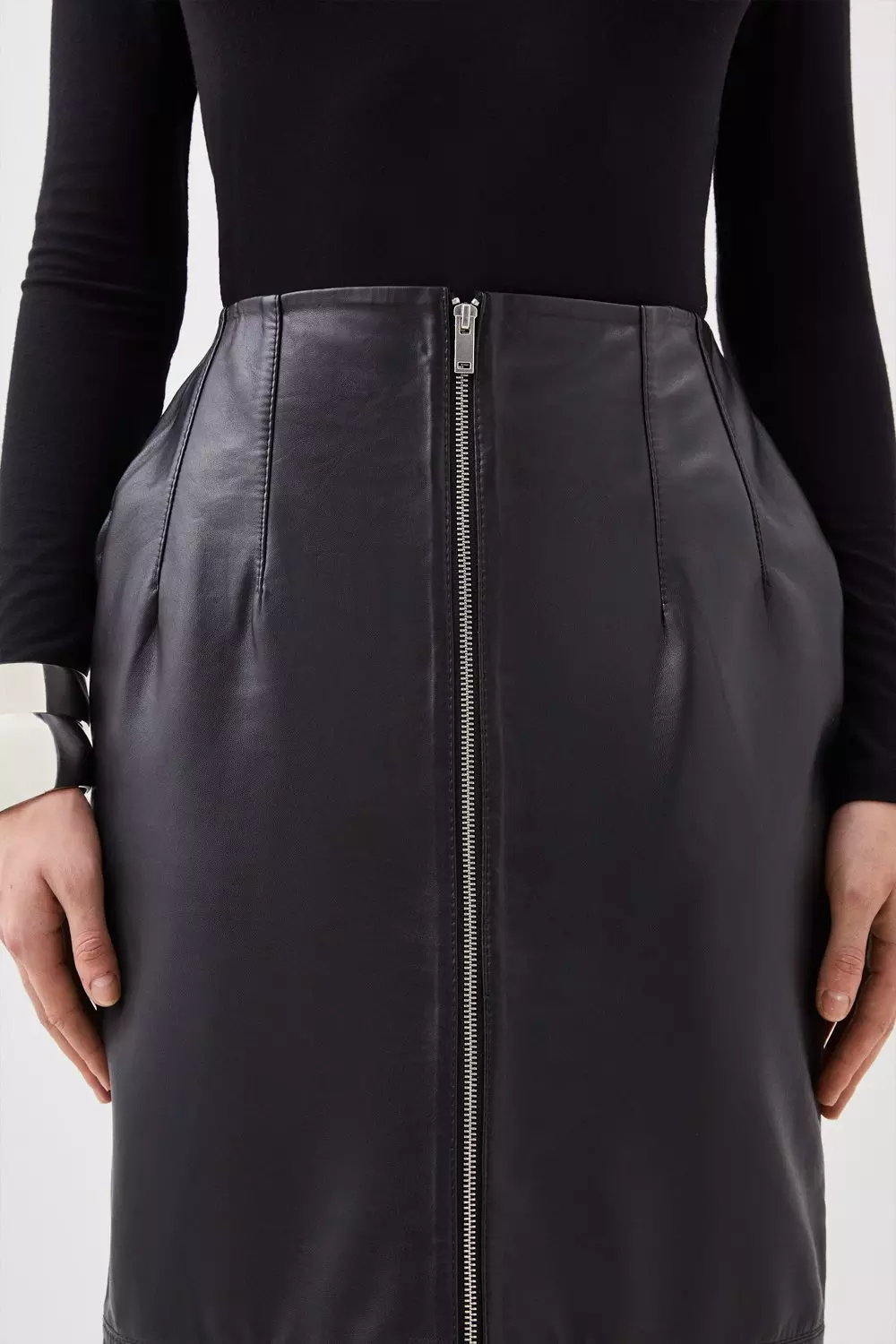 Faux leather pencil skirt hotsell with zip