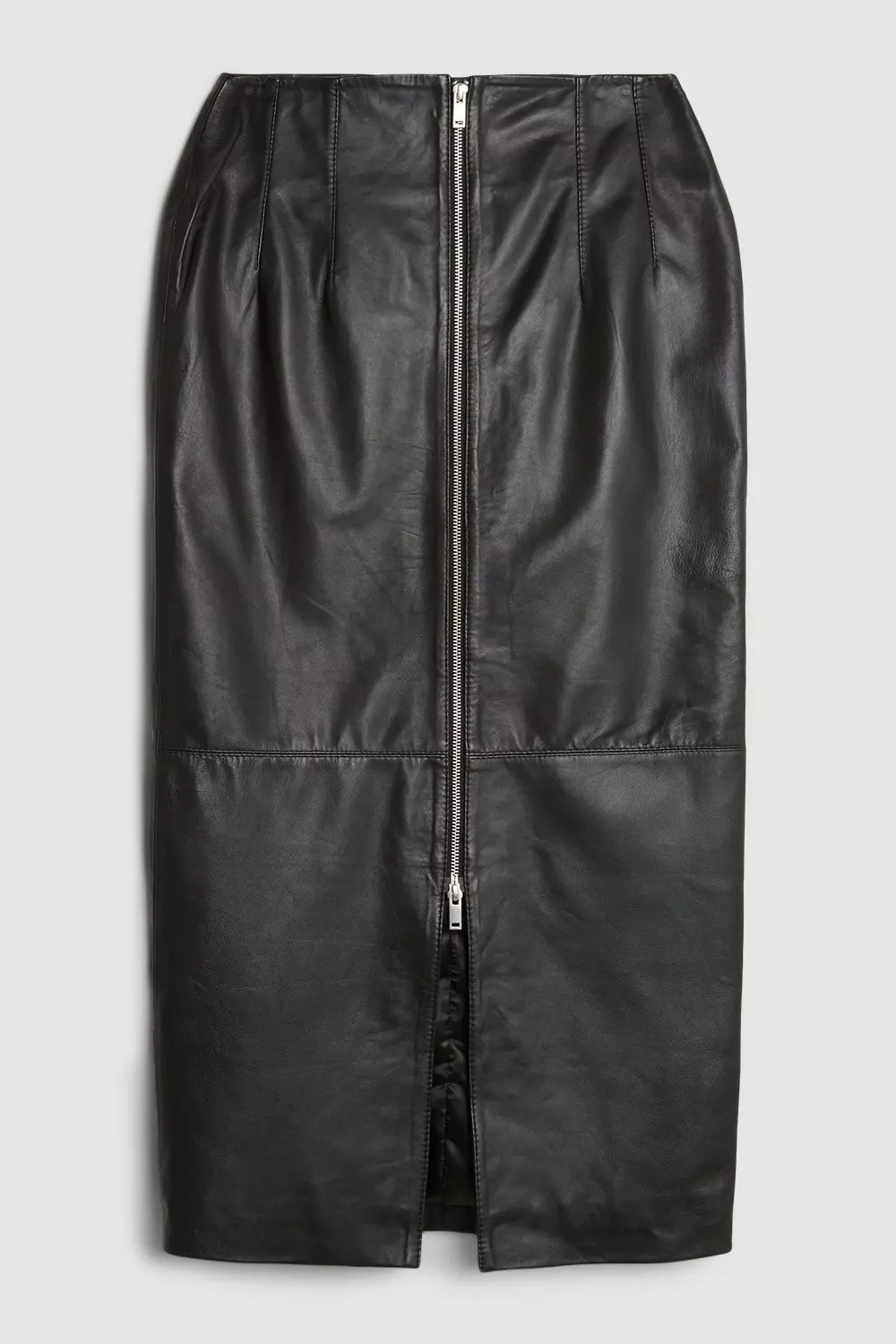 Leather Zip Through Maxi Pencil Skirt | Karen Millen