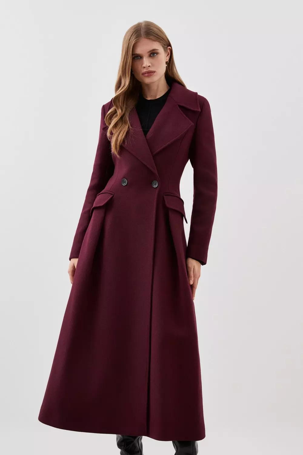 Lydia Millen Italian Manteco Wool Blend Flared Skirt Midaxi Coat | Karen  Millen