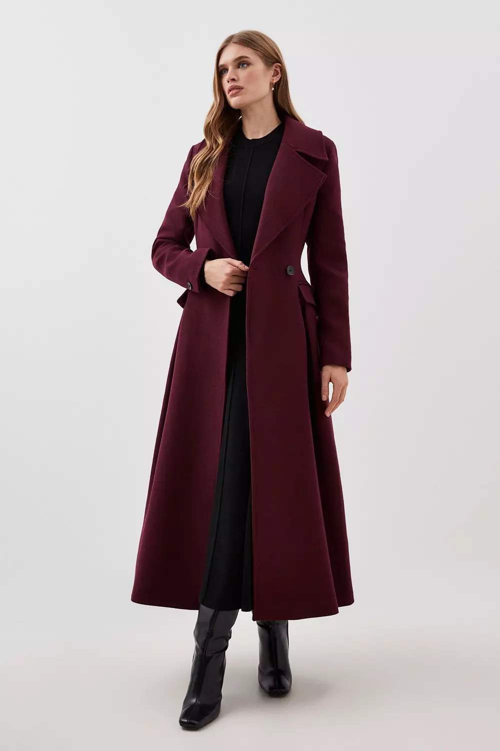 Flared skirt shop wool coat