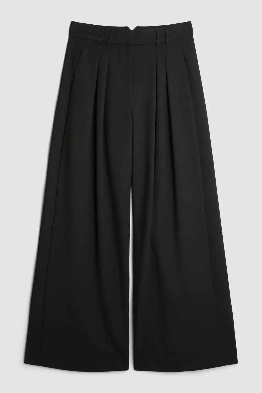 Compact Stretch Tailored Pleated Straight Leg Pants | Karen Millen