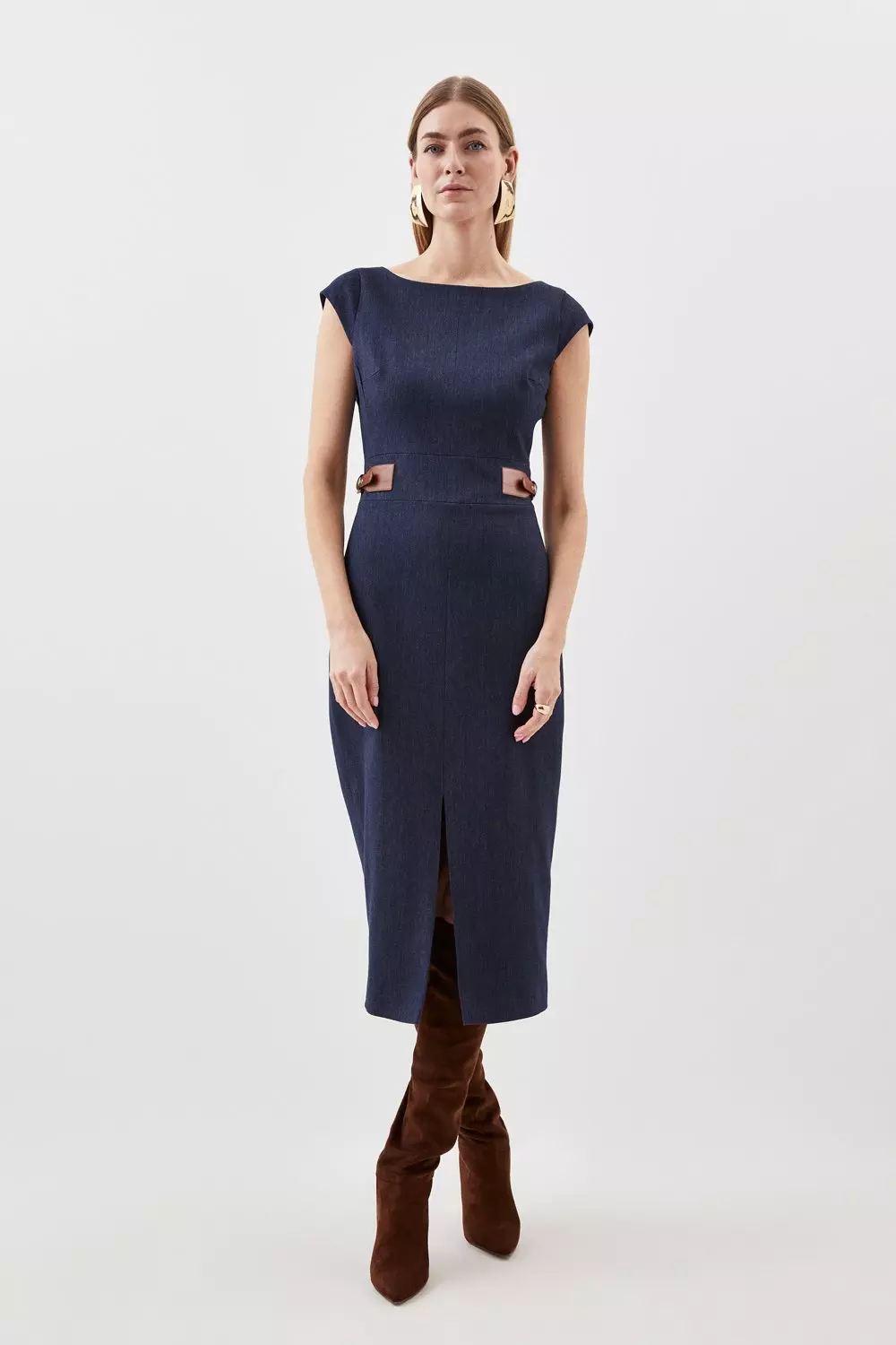 Cap sleeve denim clearance dress