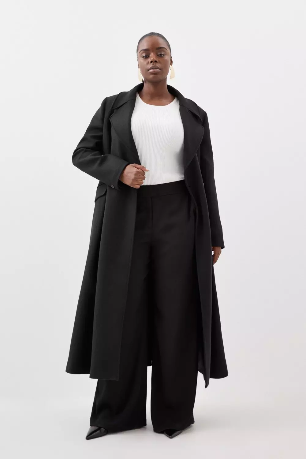 Lydia Millen Plus Size Italian Manteco Wool Blend Flared Skirt Midaxi Coat  | Karen Millen