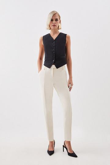 Cream White The Founder Compact Stretch Slim Leg Tailored Trouser