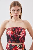 Floral Print Satin Twill Woven Tube Top