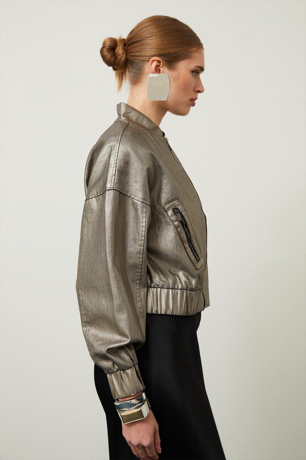 Metallic silver bomber hot sale jacket womens