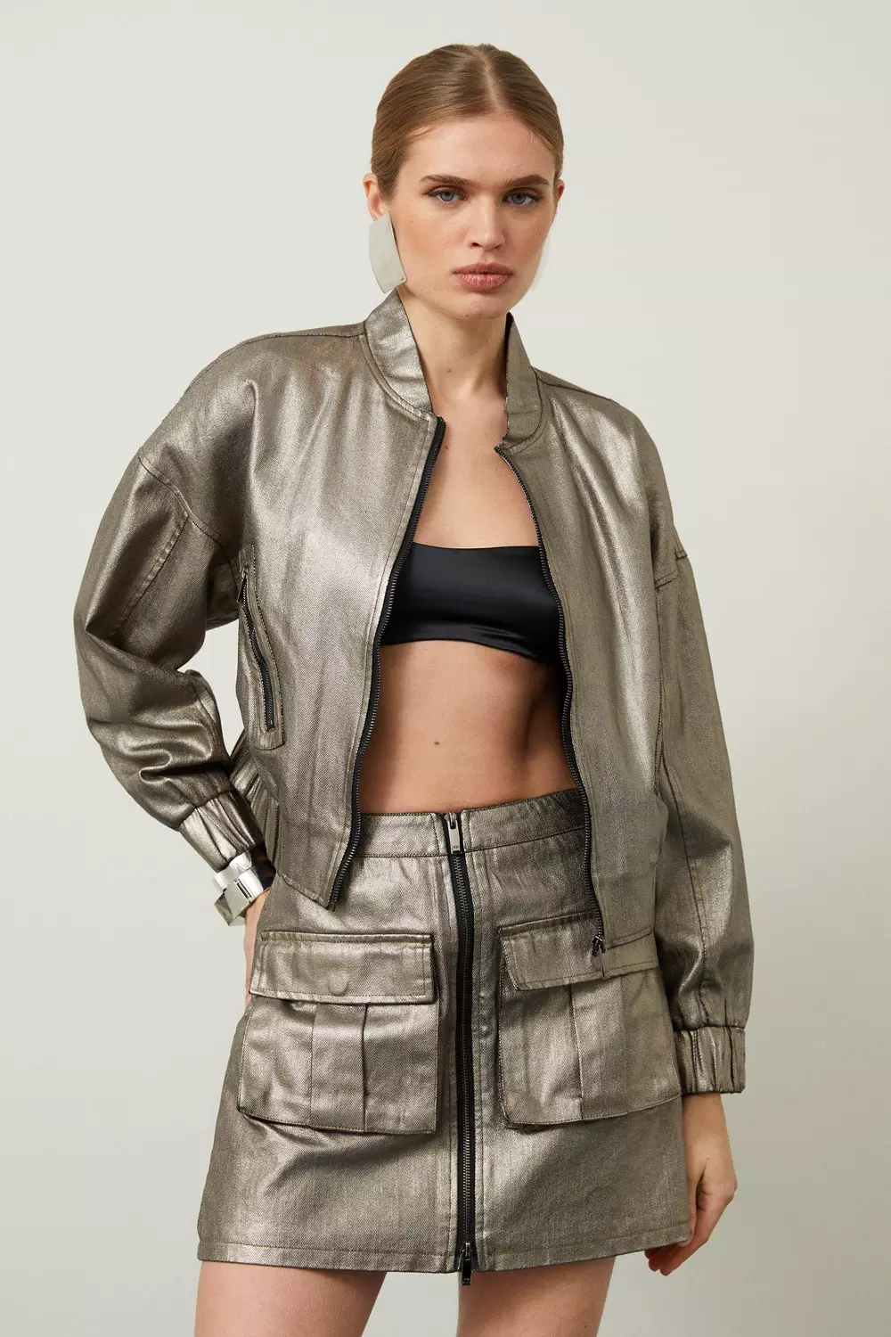 Metallic skirt hotsell with belt