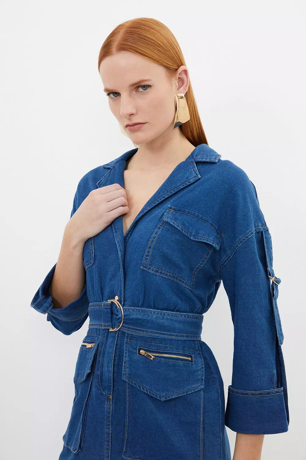 Karen millen clearance denim utility dress