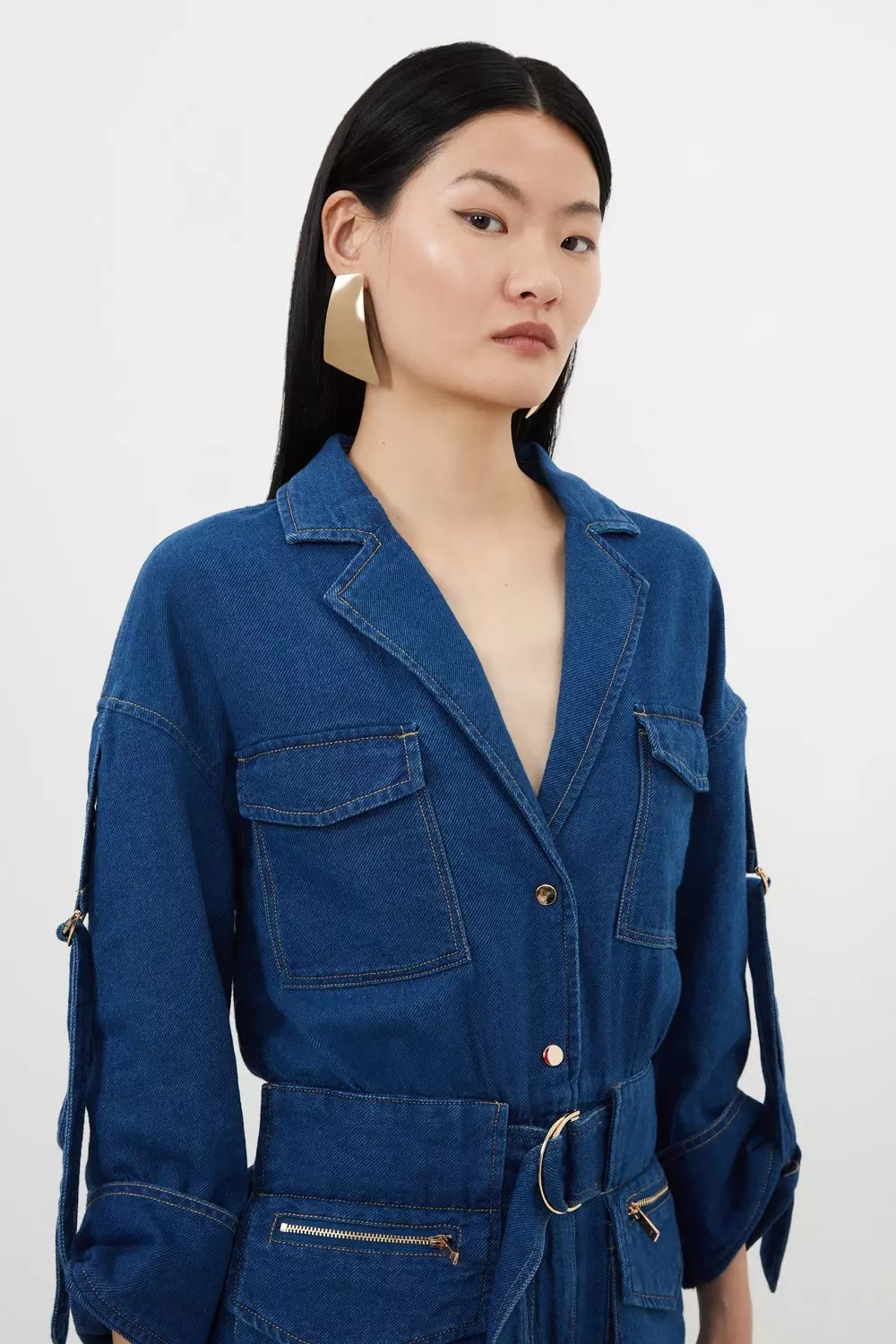 Denim Woven Maxi Shirt Dress Karen Millen