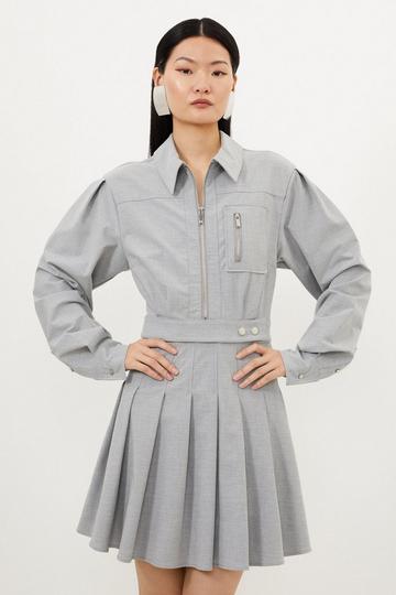 Grey Tall Grey Marl Wool Mix Shirt Mini Dress