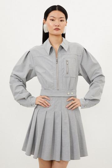 Grey Grey Marl Wool Mix Shirt Mini Dress
