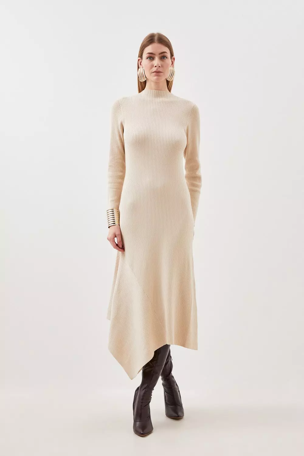 Karen millen ribbed fitted best sale knit dress