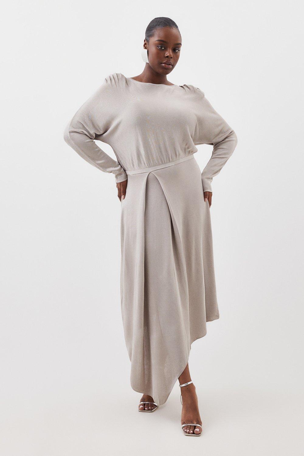 Plus size long shop sleeve wrap dress