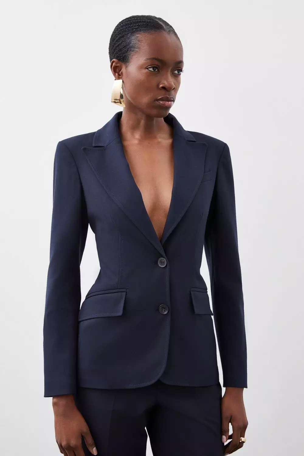 Womens navy 2025 longline blazer