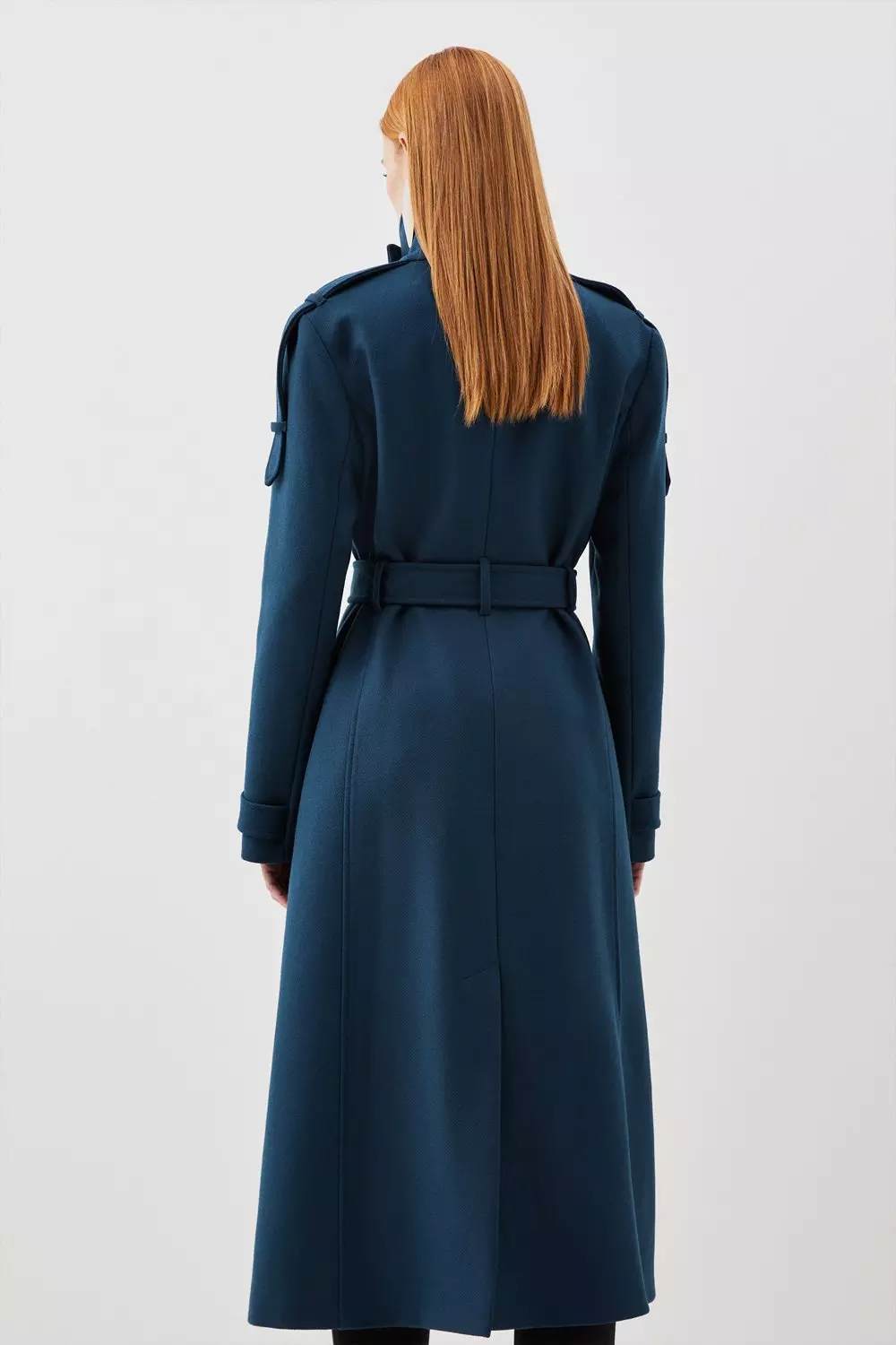 Tailored Wool Blend High Neck Belted Maxi Coat | Karen Millen