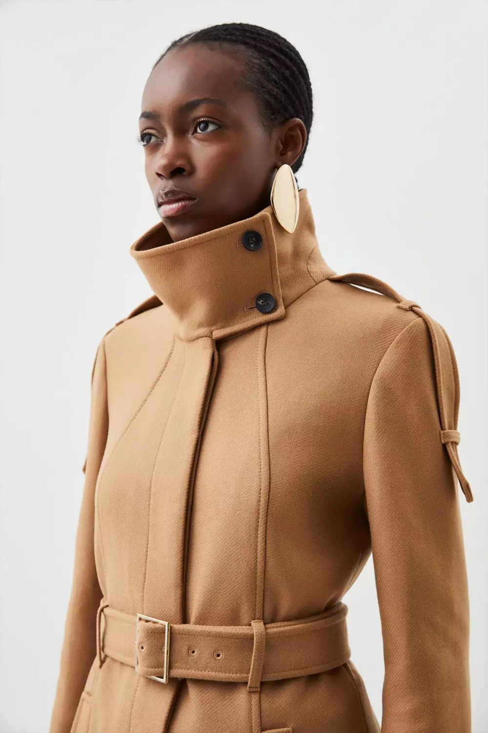 Technical wool cashmere funnel neck sale coat