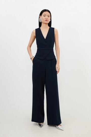 Tailored Wide Leg Trousers navy