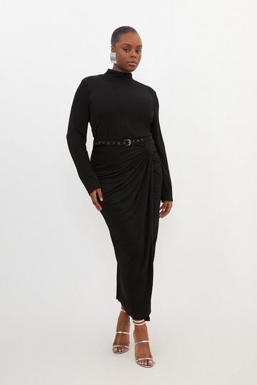 Plus Size Premium Viscose Jersey Ruched Maxi Dress black