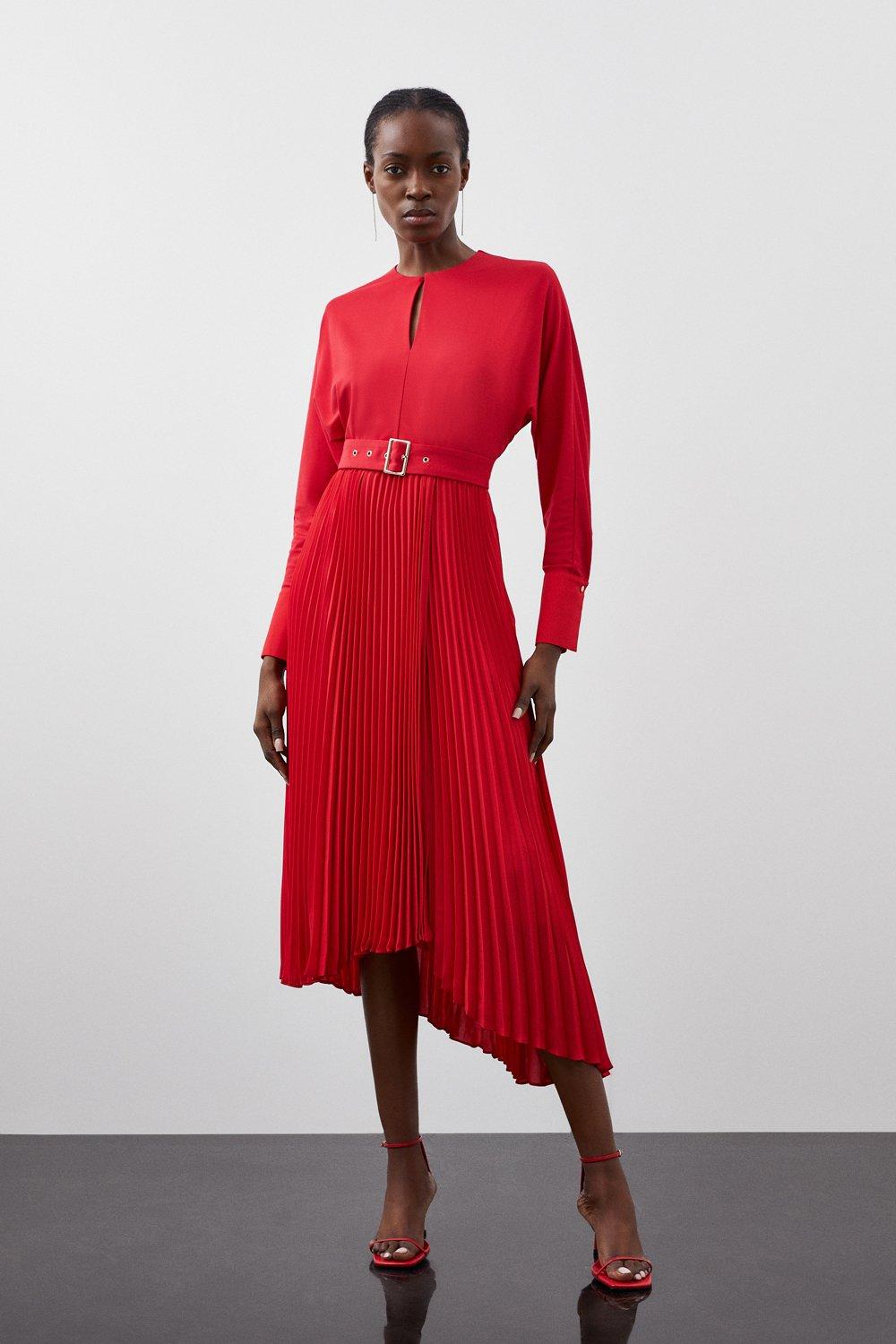 Red midi best sale dress casual