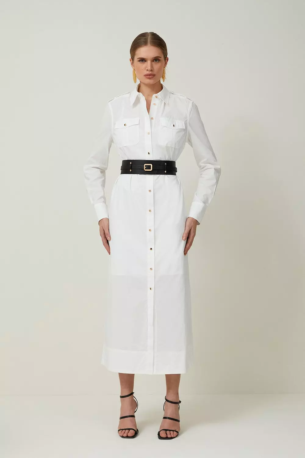 White belted oversized shirt 2024 dress