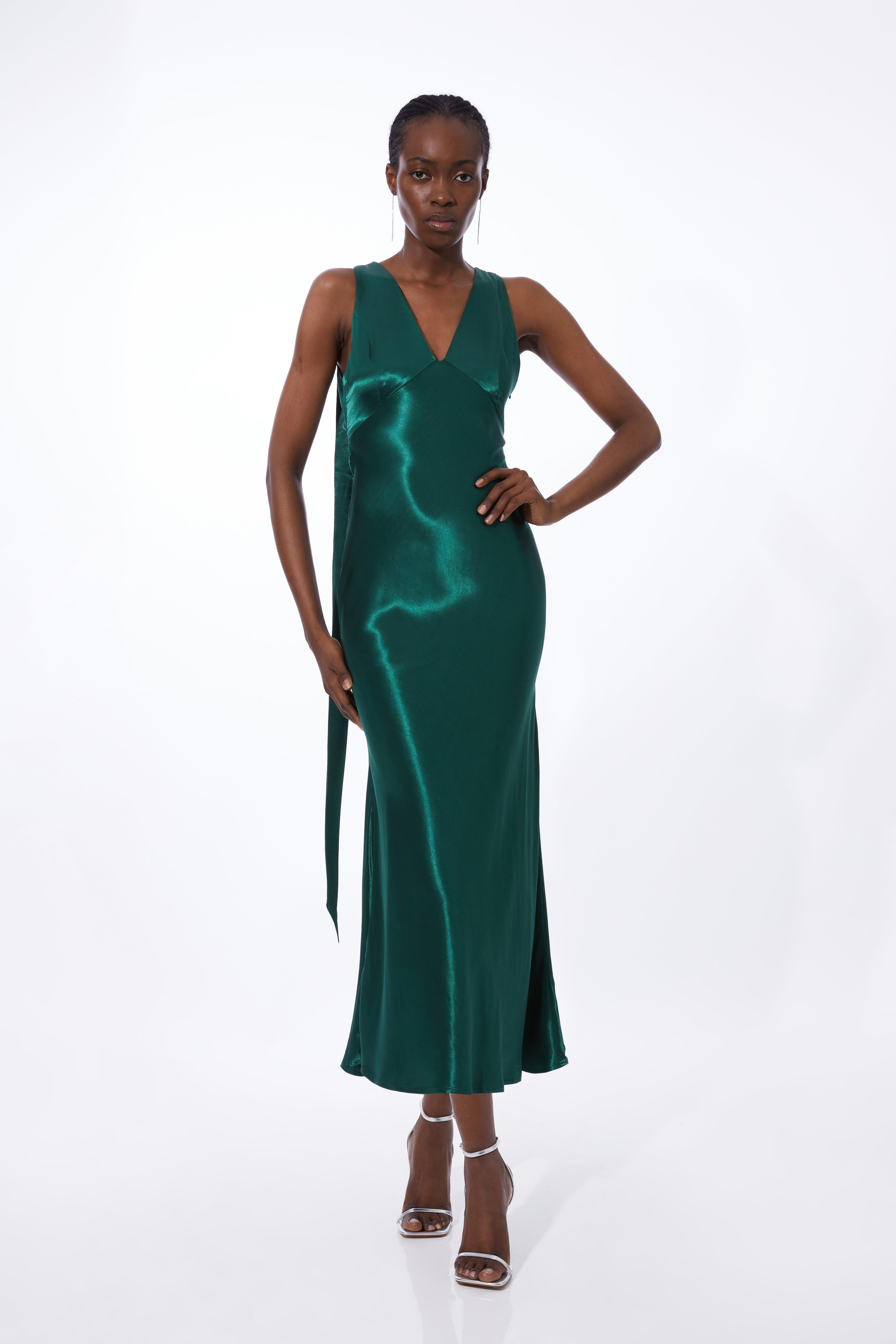 Dark green dress for clearance wedding guest