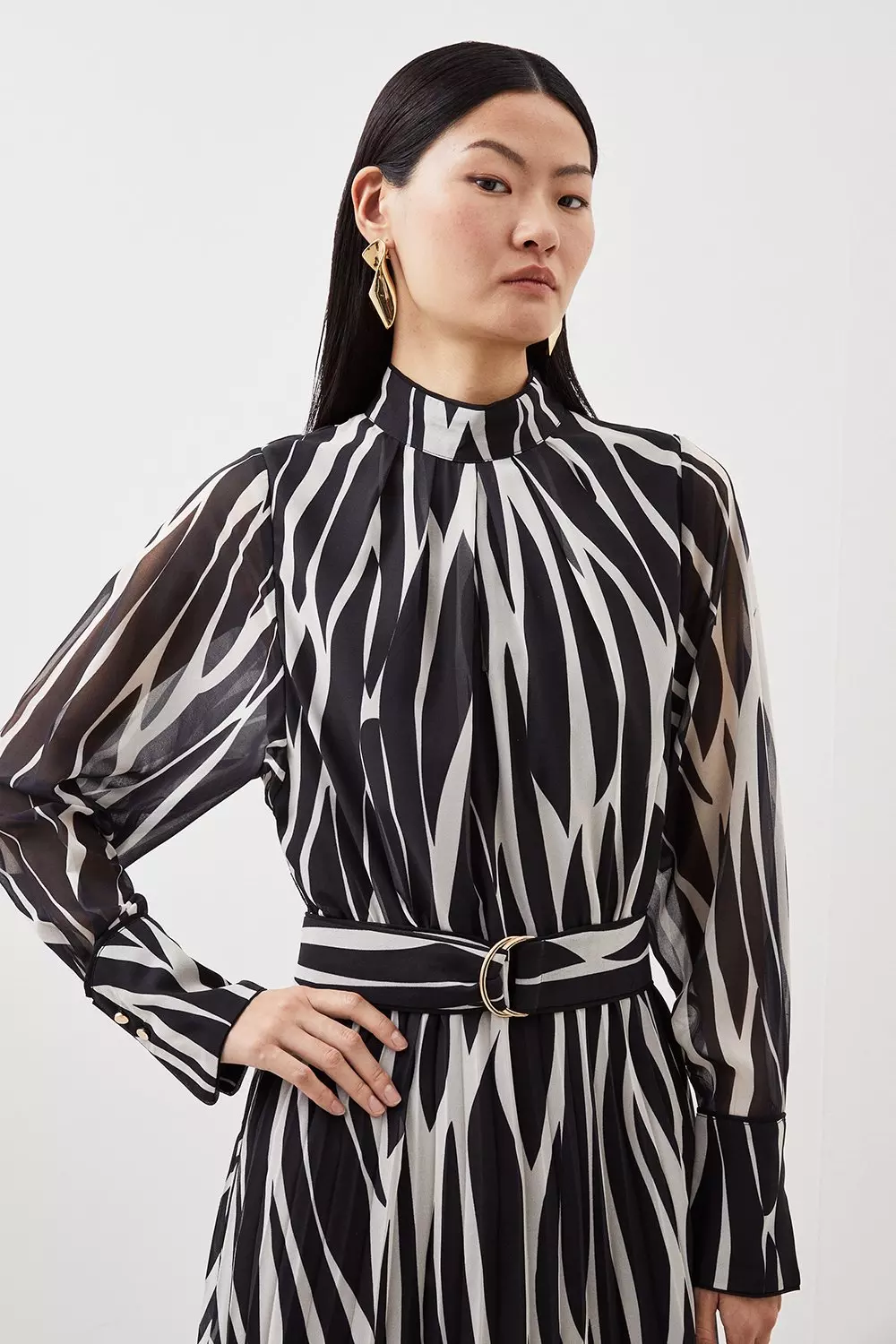 Zebra pleated outlet shirt dress