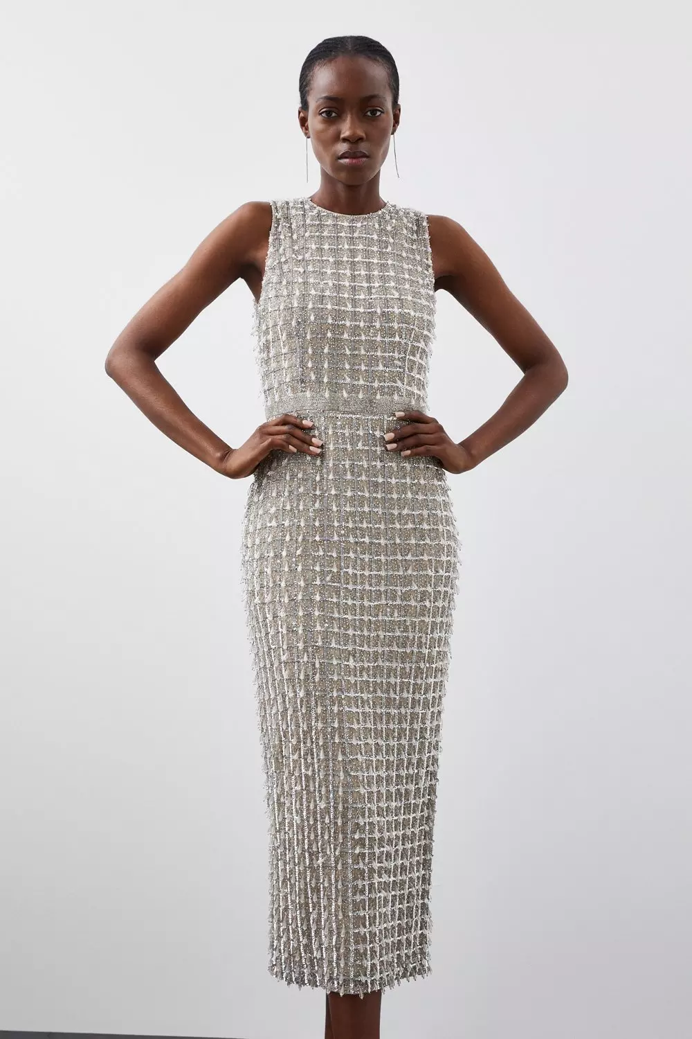 Midi on sale dress silver