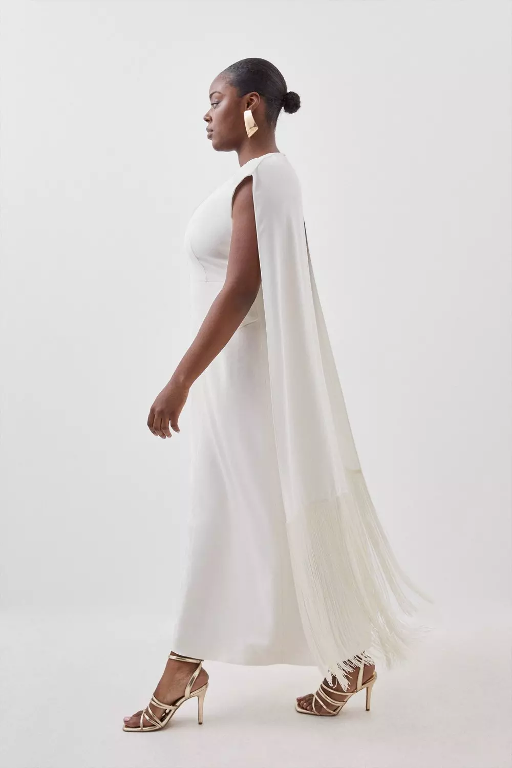 White cape dress plus on sale size