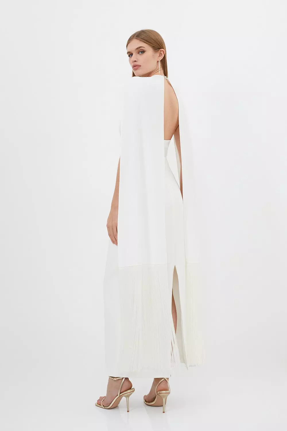 White cape maxi outlet dress