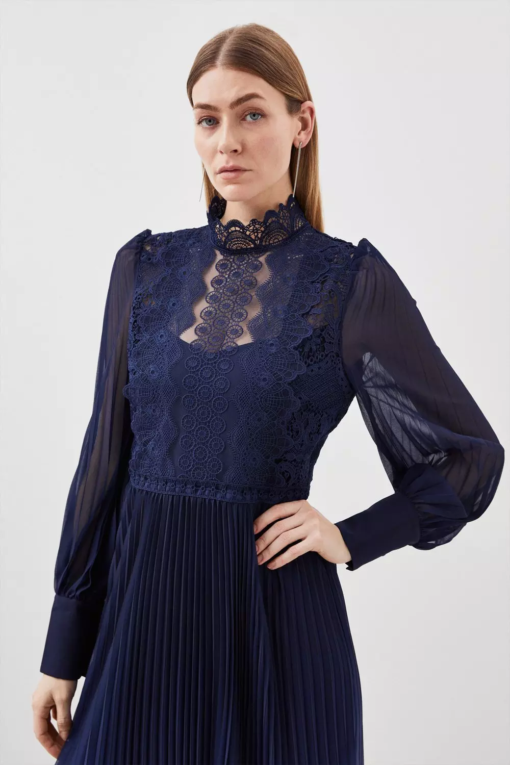 Tall Long Sleeve Ombre Guipure Lace Maxi Dress | Karen Millen