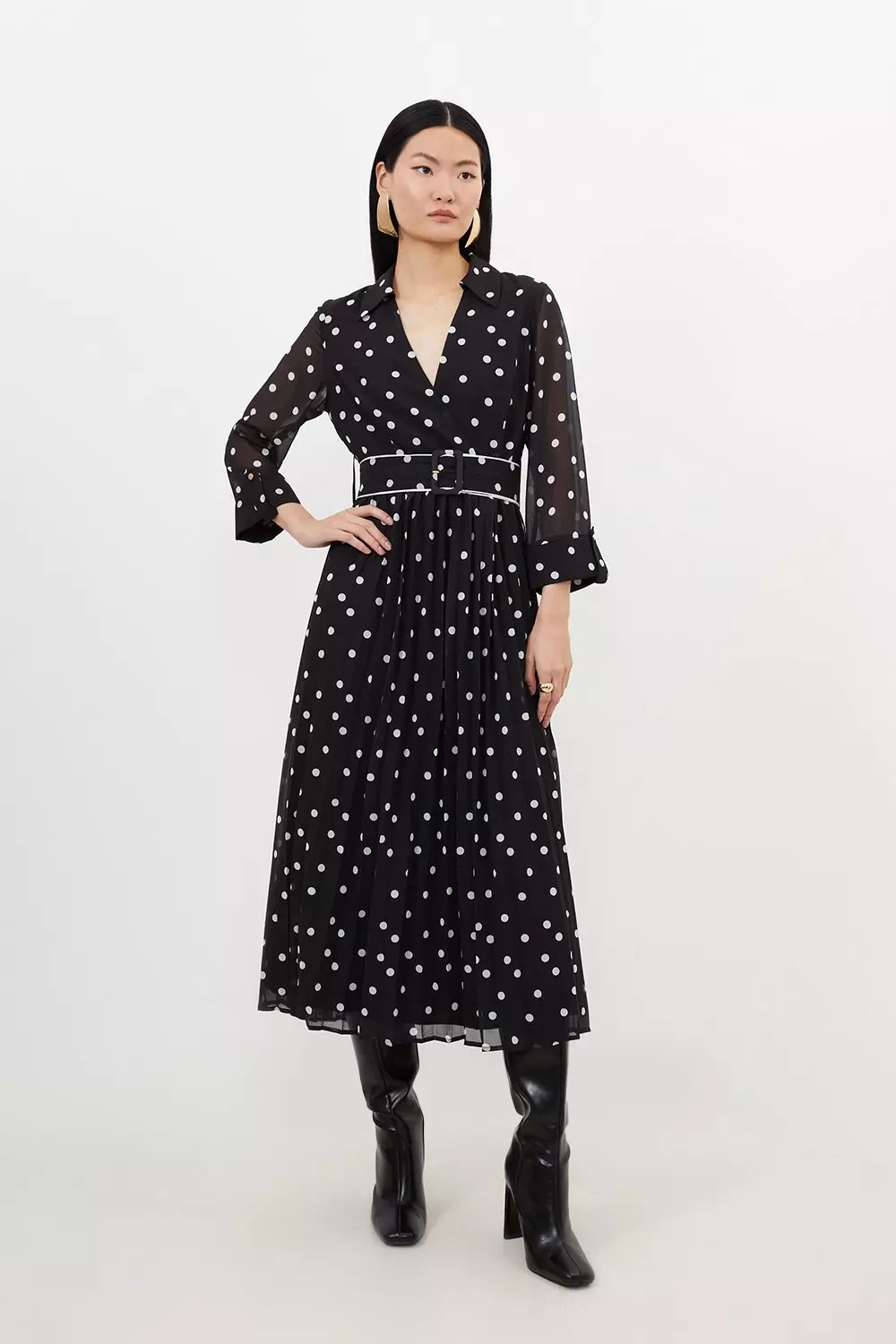 Karen millen polka store dot midi dress