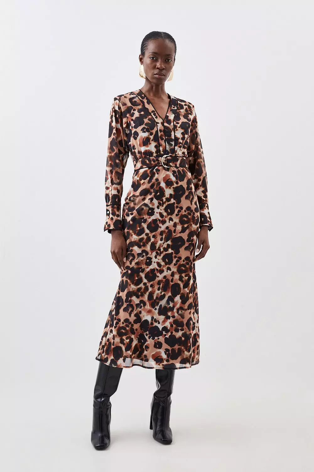 Karen millen animal print sales midi dress