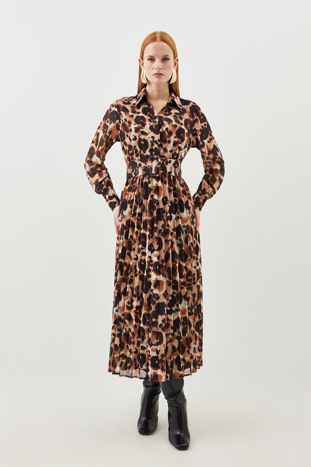 Karen millen colour block leopard sales print dress