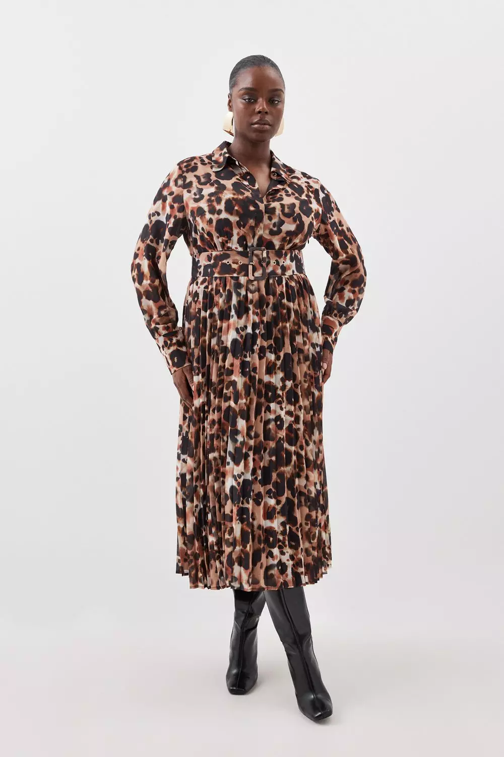 Plus size leopard store print midi dress