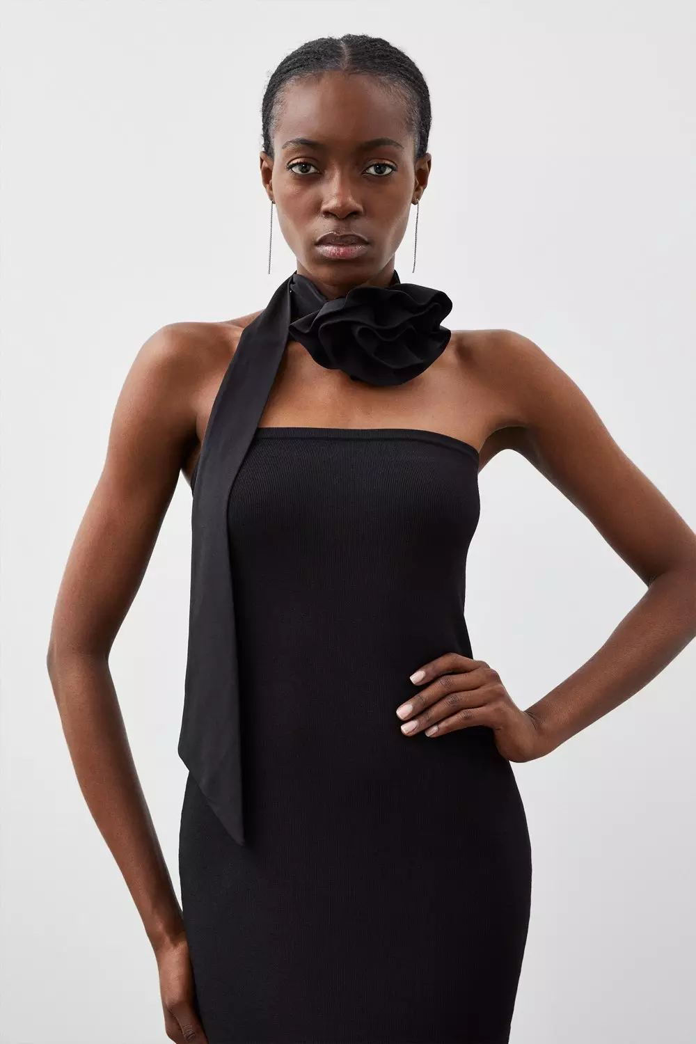 Black neck tie clearance dress