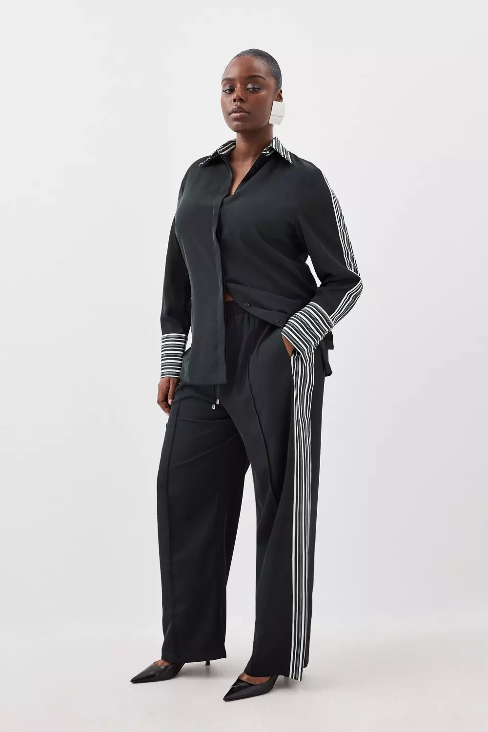 adidas Adibreak Satin Wide Leg Pants (Plus Size) - Black