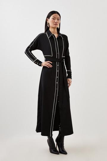Tall Contrast Twill Woven Midaxi Dress black