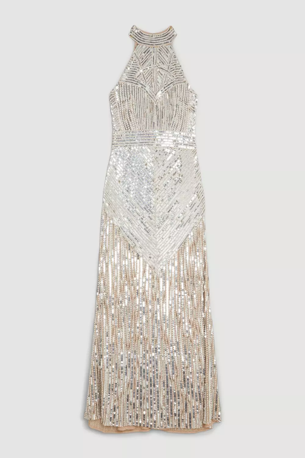 Petite Pearl Embellished Open Back Maxi Dress | Karen Millen