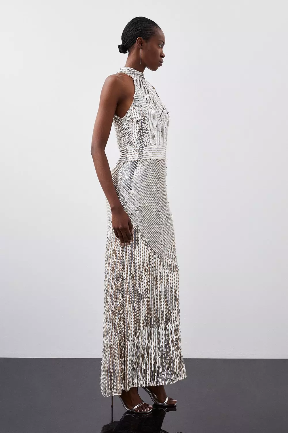 Pearl Embellished Open Back Maxi Dress | Karen Millen