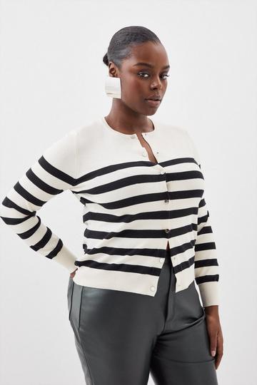 Multi Plus Size Viscose Blend Striped Knit Cardigan