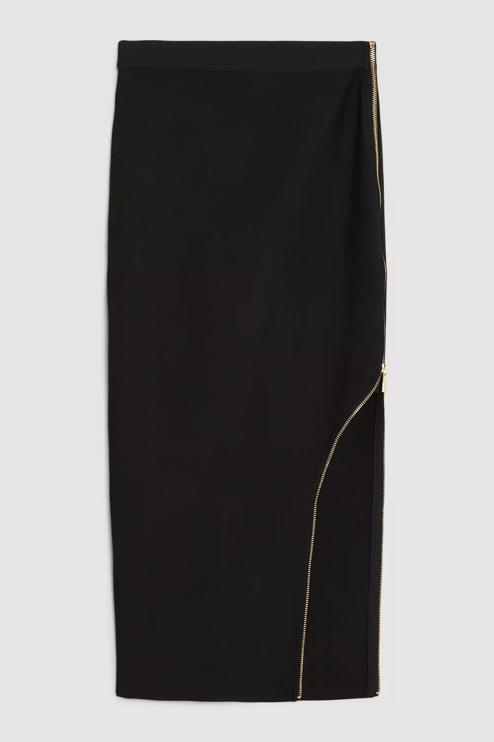 Figure Form Bandage Zip Detail Knit Midi Skirt | Karen Millen