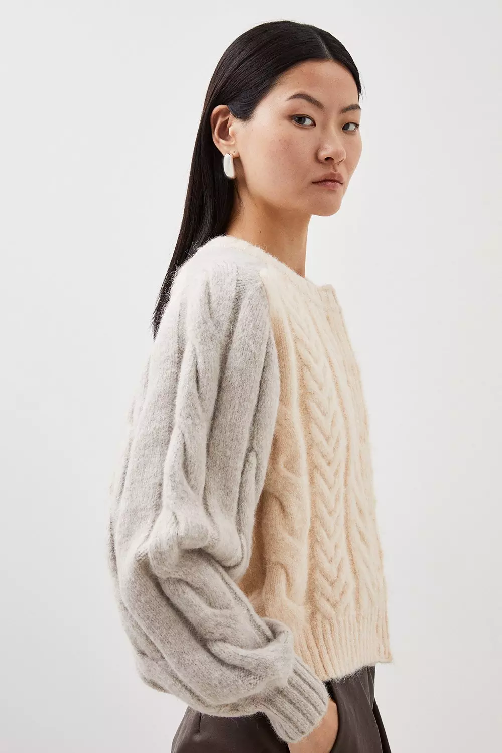 Color block cable knit on sale sweater